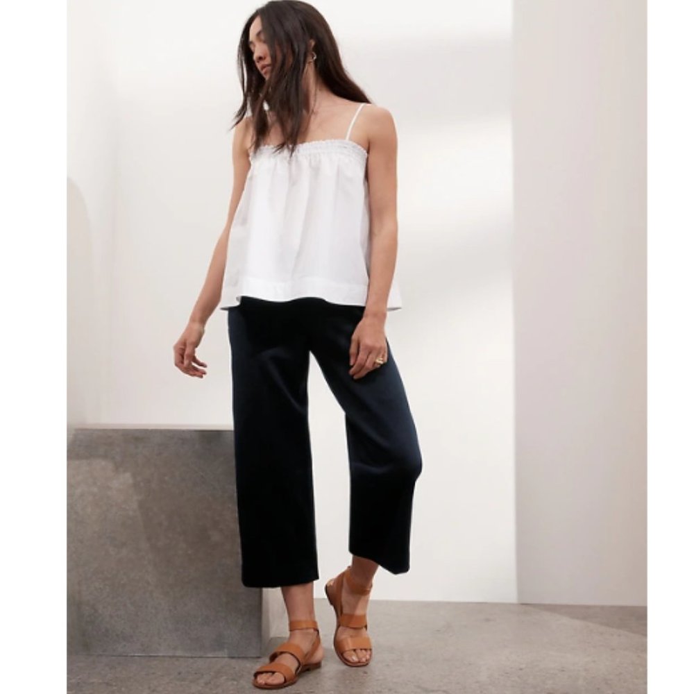 NWT Banana Republic Slim Wide Leg Honeycomb Crop Pant 6 Blue F151